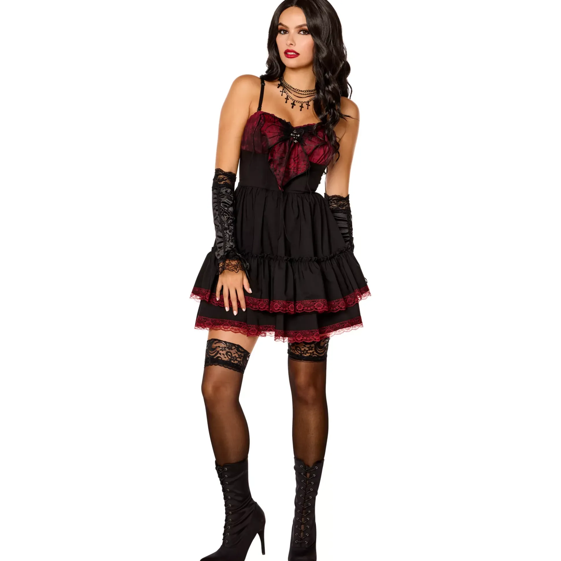 Adult Black and Red Vampire Spider Mini Dress