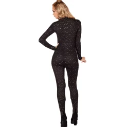 Adult Black Glitter Catsuit