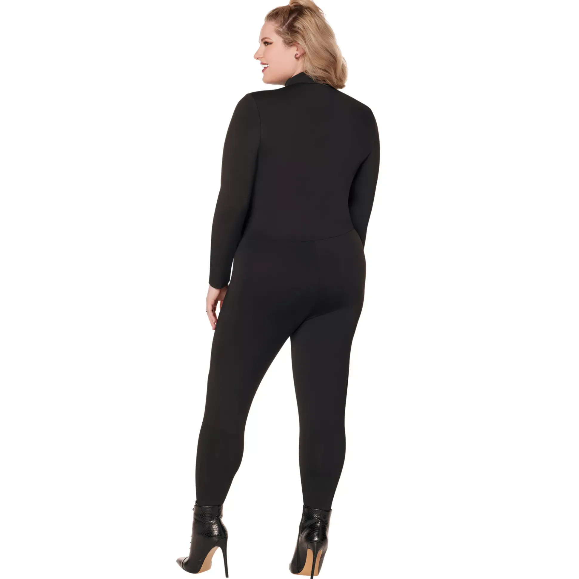 Adult Black Long Sleeve Zip Plus Size Catsuit