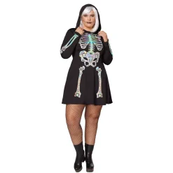 Adult Skeleton Hooded Plus Size Dress
