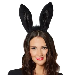 Black Sequinned Trimmed Bunny Ears