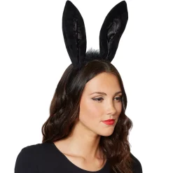 Black Sequinned Trimmed Bunny Ears