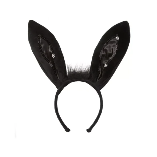 Black Sequinned Trimmed Bunny Ears