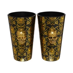 Gothic Noir Skull Glass Set 2 Pack - 16 oz.