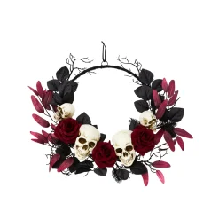 Gothic Noir Skull Wreath