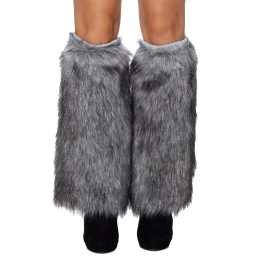 Grey Faux Fur Leg Warmers