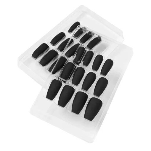 Matte Black Coffin Press On Nails