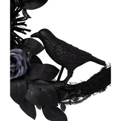 Mystical Arts Black Flower Crow Wreath