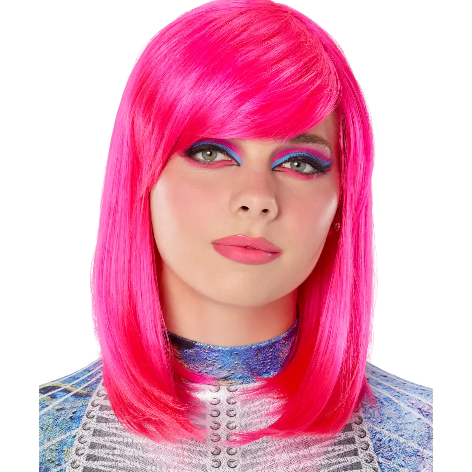 Pink Side Swept Pageboy Wig