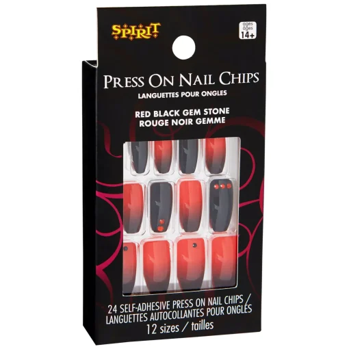 Red and Black Press On Nails