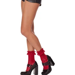 Red Heart Ruffle Socks