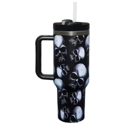 Skull Portable Travel Tumbler with Straw - 40 oz.