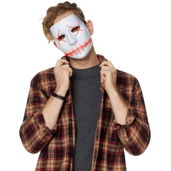 White and Red EL Wire Half Mask